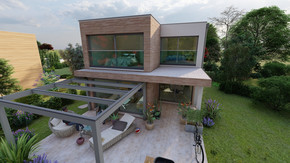 Entwicklung Kleingartenwohnhaus - Fassadengestaltung - optimierte Raumgestaltung - 7 cm Regel