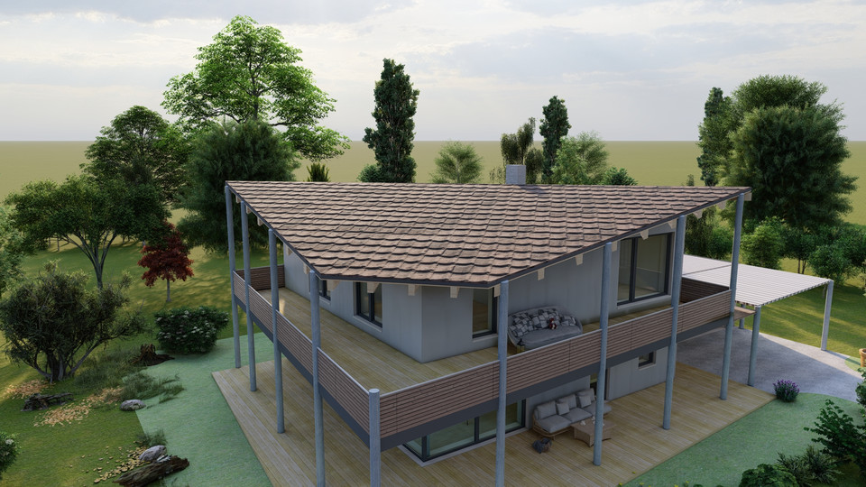 3D Visualisierung Dachform und Innenräume 